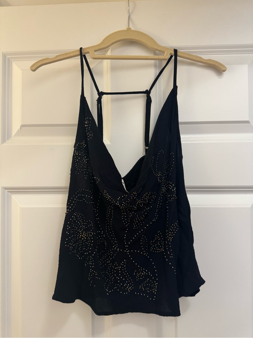 Free People Strappy Embellished Cowl Neck Tank Top